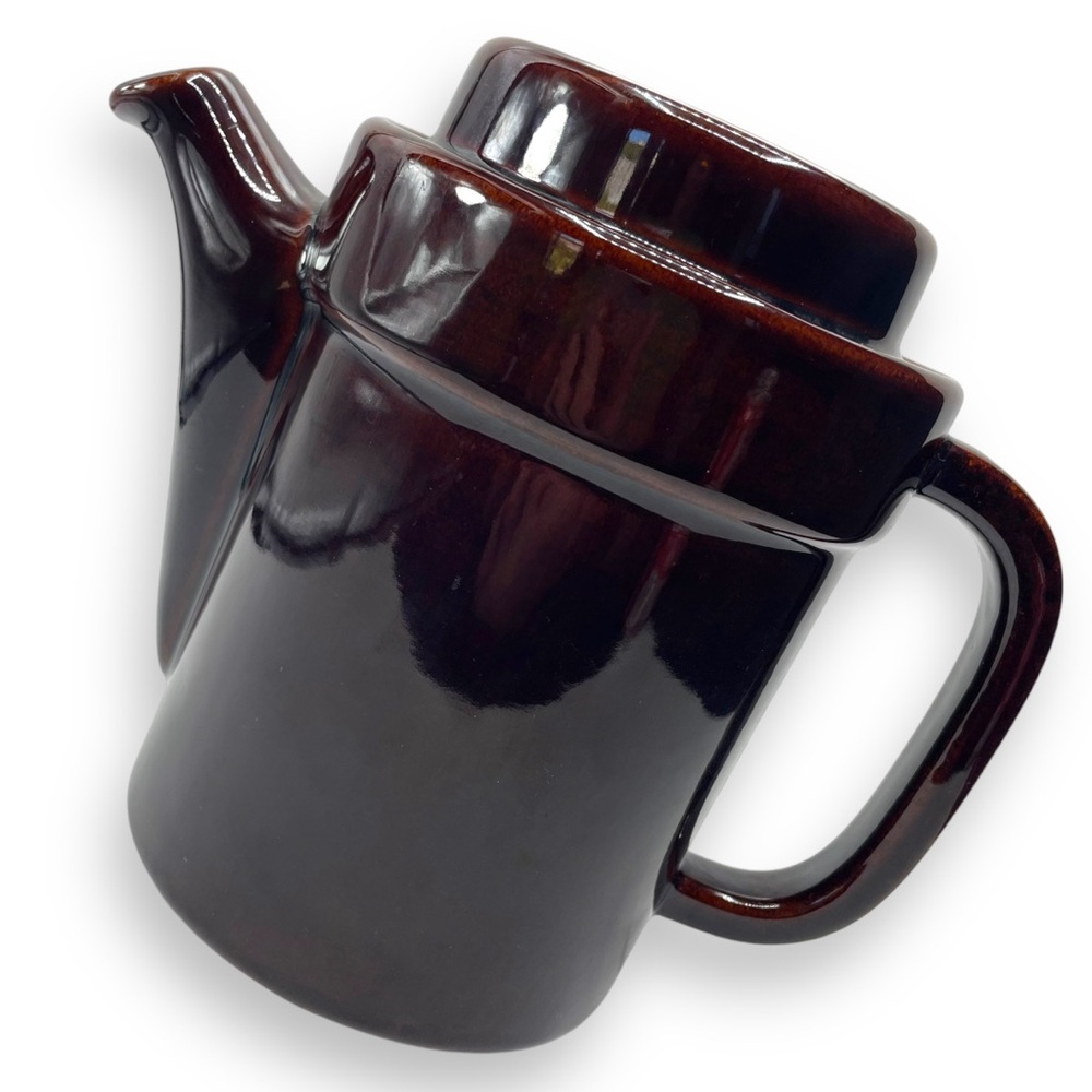 Pfaltzgraff Vintage Gourmet Brown Stoneware Glaze Coffee Tea Pot w/ Lid 8" Tall